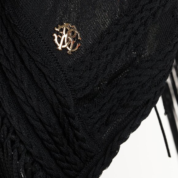 Roberto Cavalli Black Fringe Shawl Cardigan - Picture 10 of 12